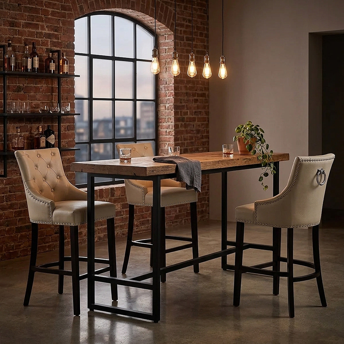 Ascot Bar Stool Cream Leather
