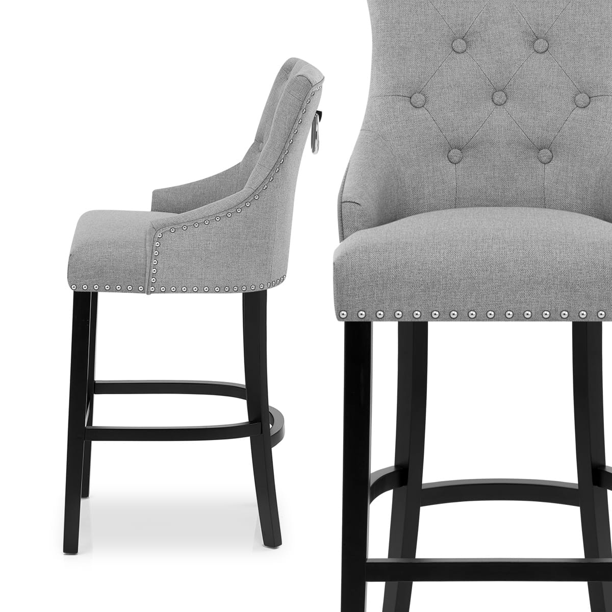 Ascot Bar Stool Grey Fabric