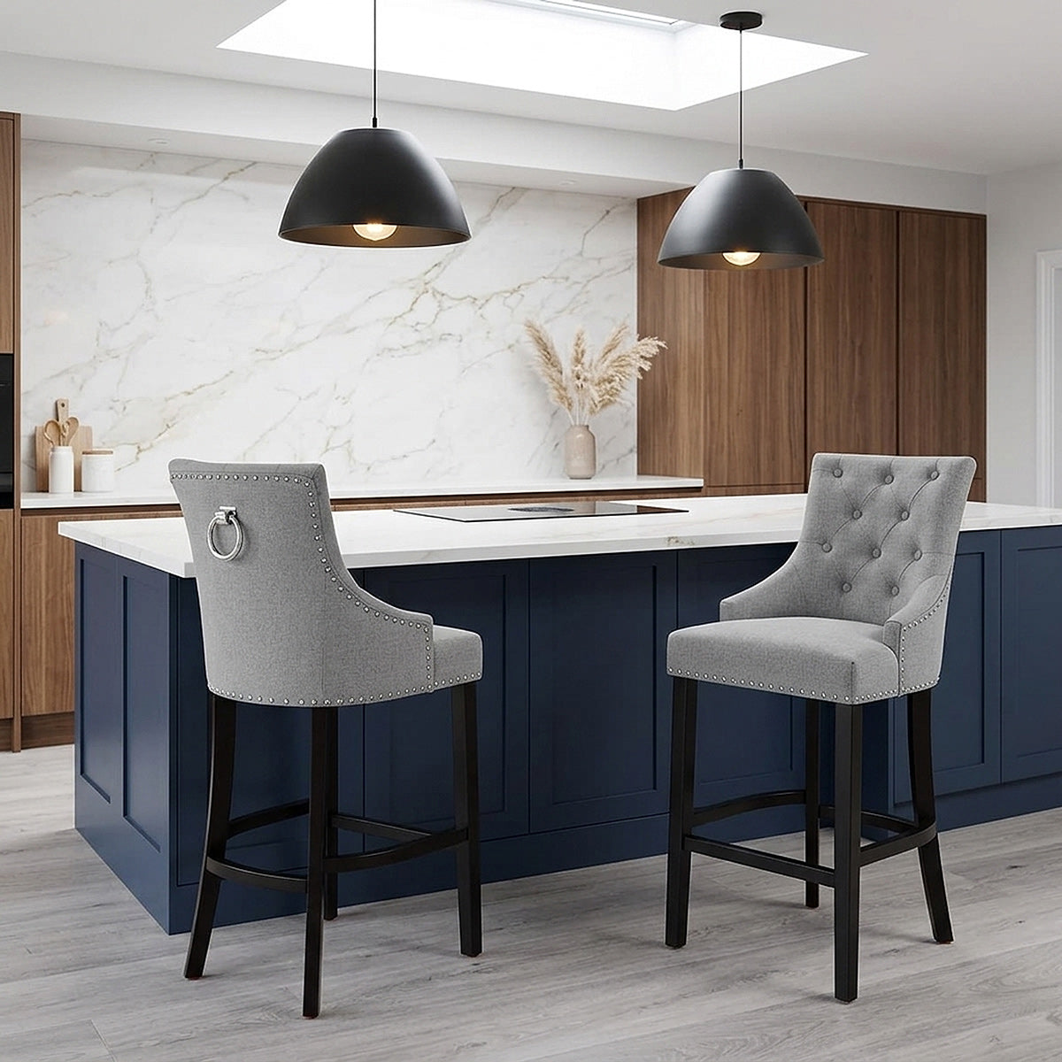Ascot Bar Stool Grey Fabric