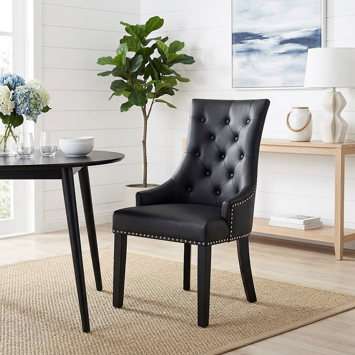 Ascot Dining Chair Black Leather