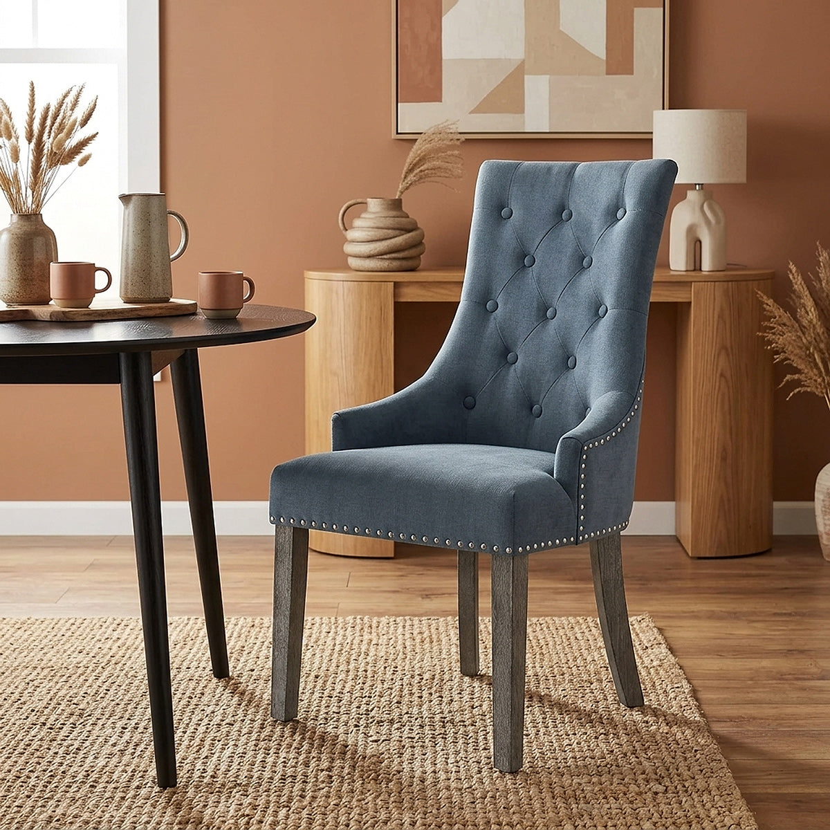Ascot Dining Chair Blue Fabric