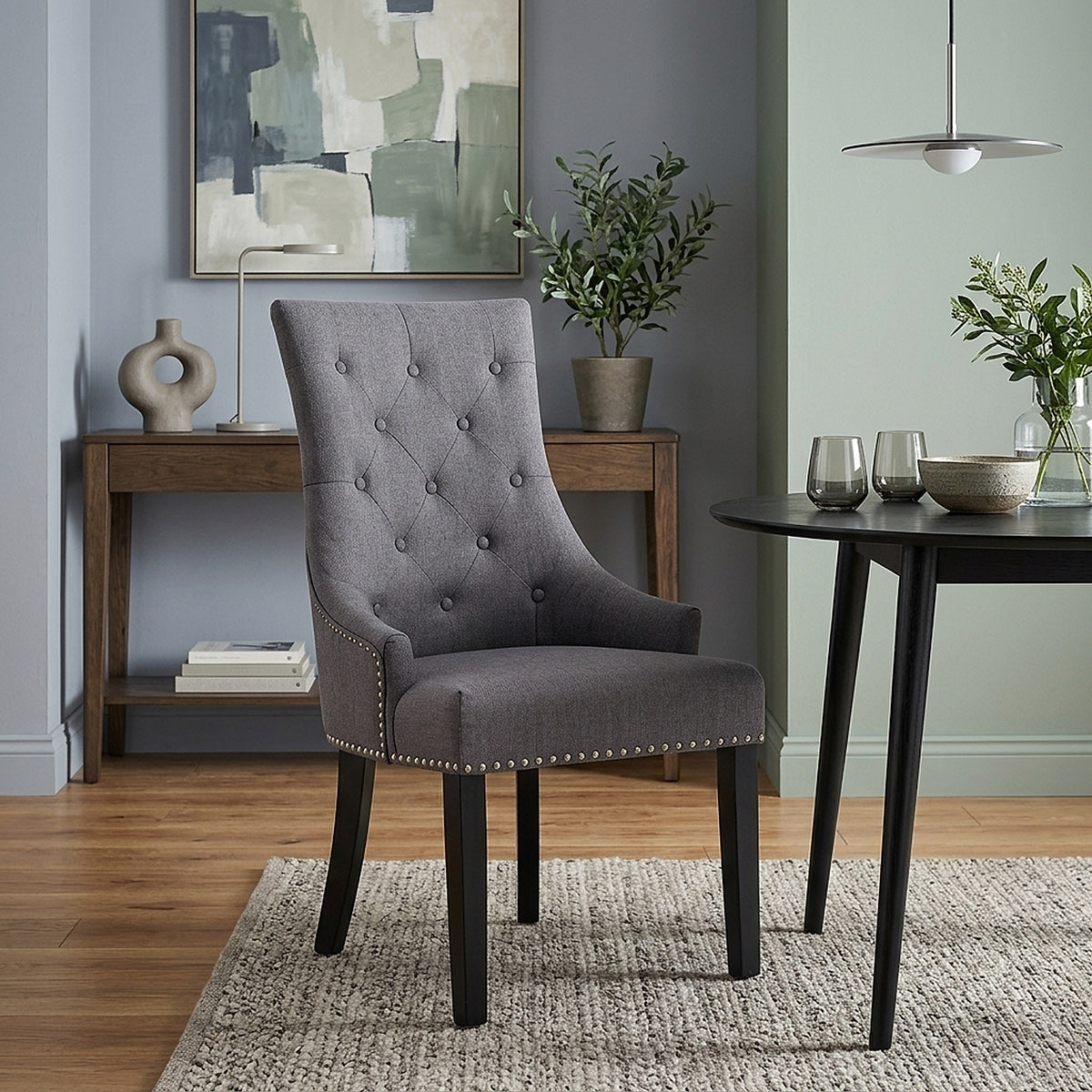 Ascot Dining Chair Charcoal Fabric