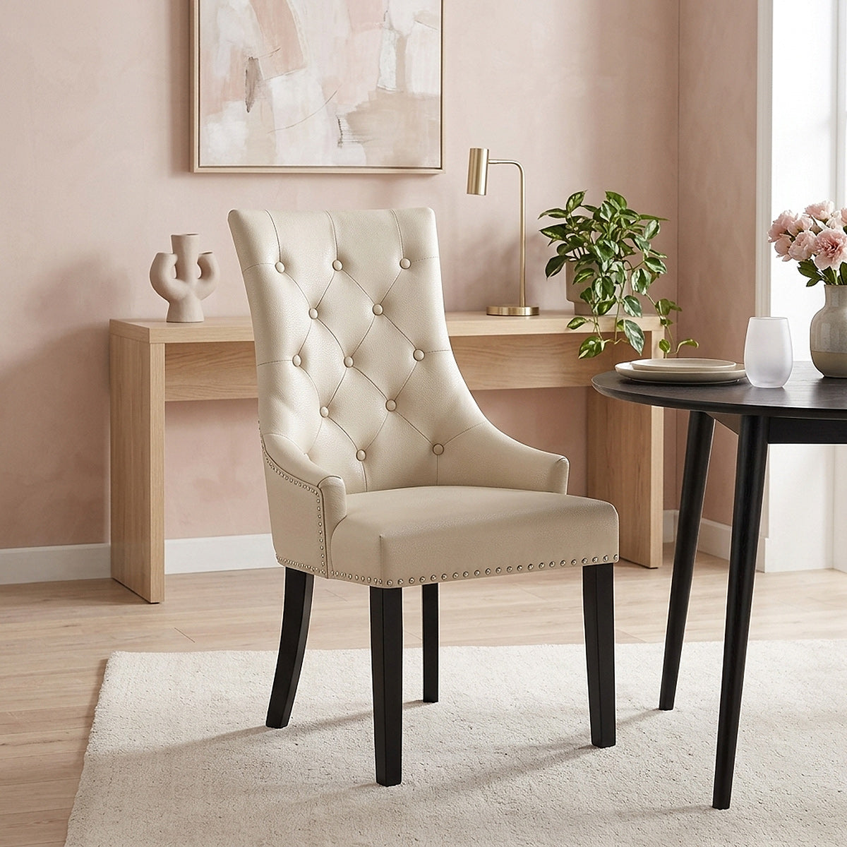 Ascot Dining Chair Cream Leather