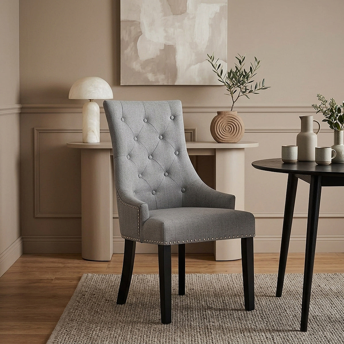 Ascot Dining Chair Grey Fabric