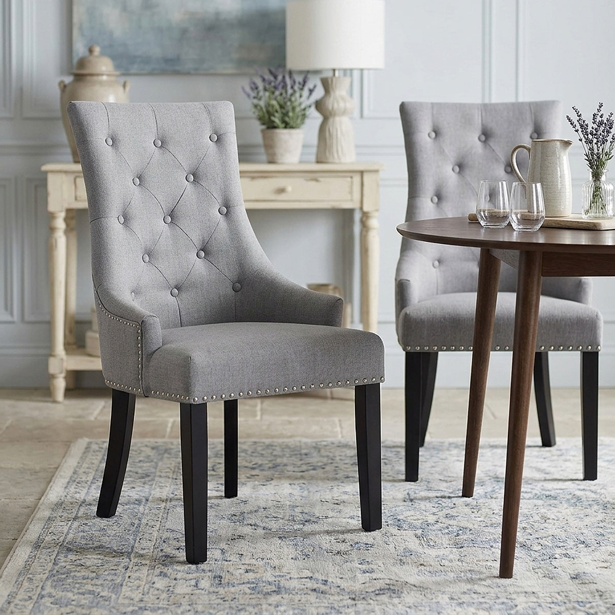 Ascot Dining Chair Grey Fabric