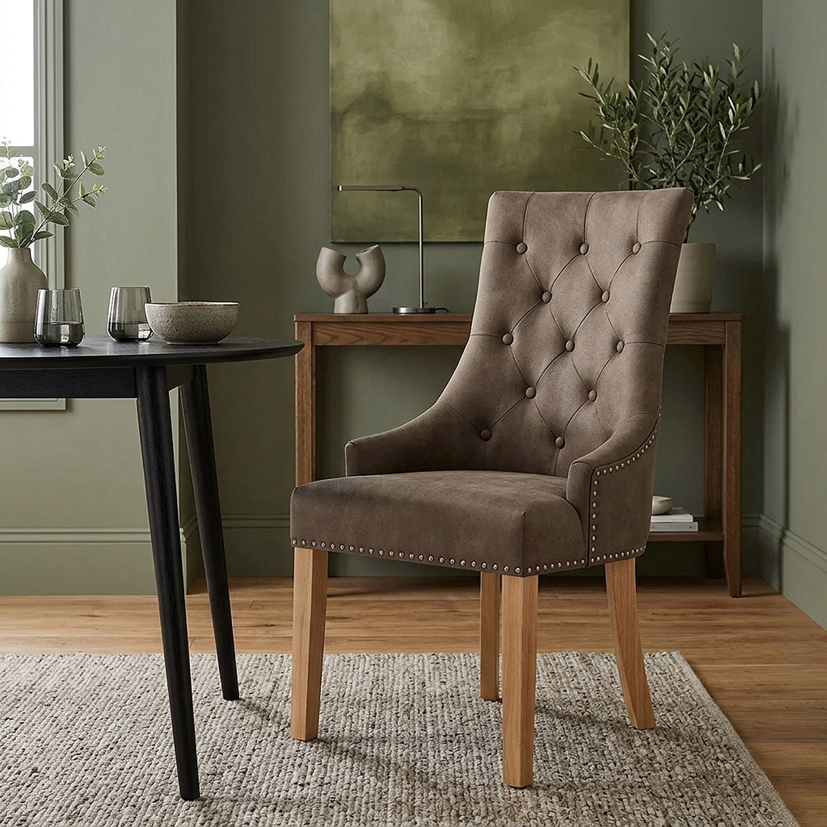 Ascot Oak Dining Chair Antique Brown