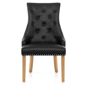 Ascot Oak Dining Chair Black Leather