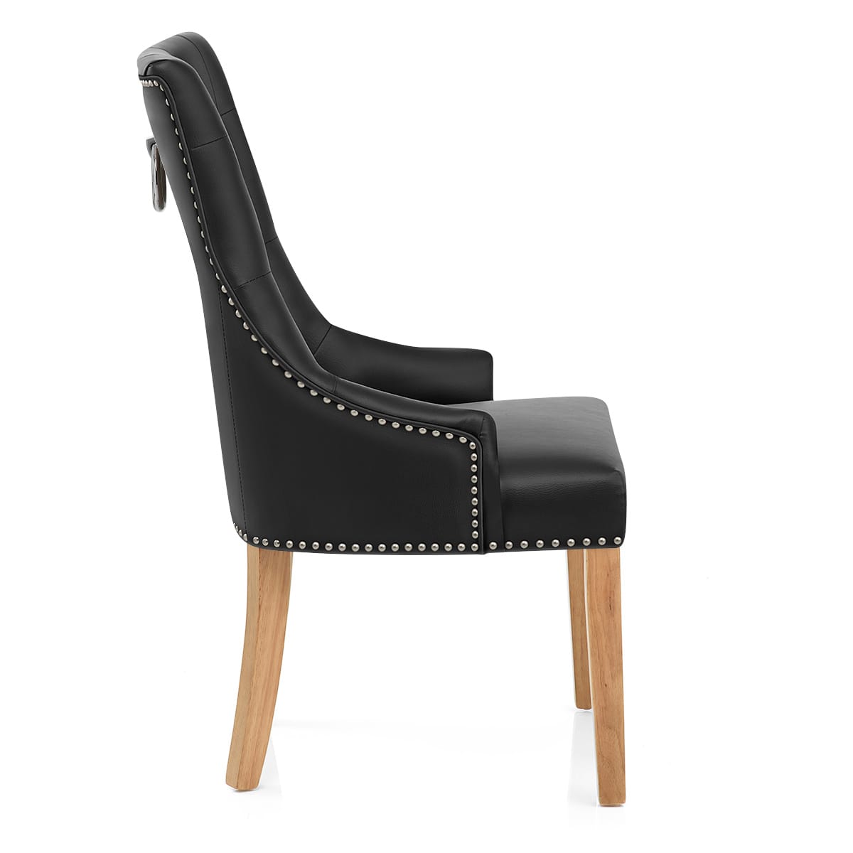 Ascot Oak Dining Chair Black Leather