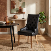 Ascot Oak Dining Chair Black Leather