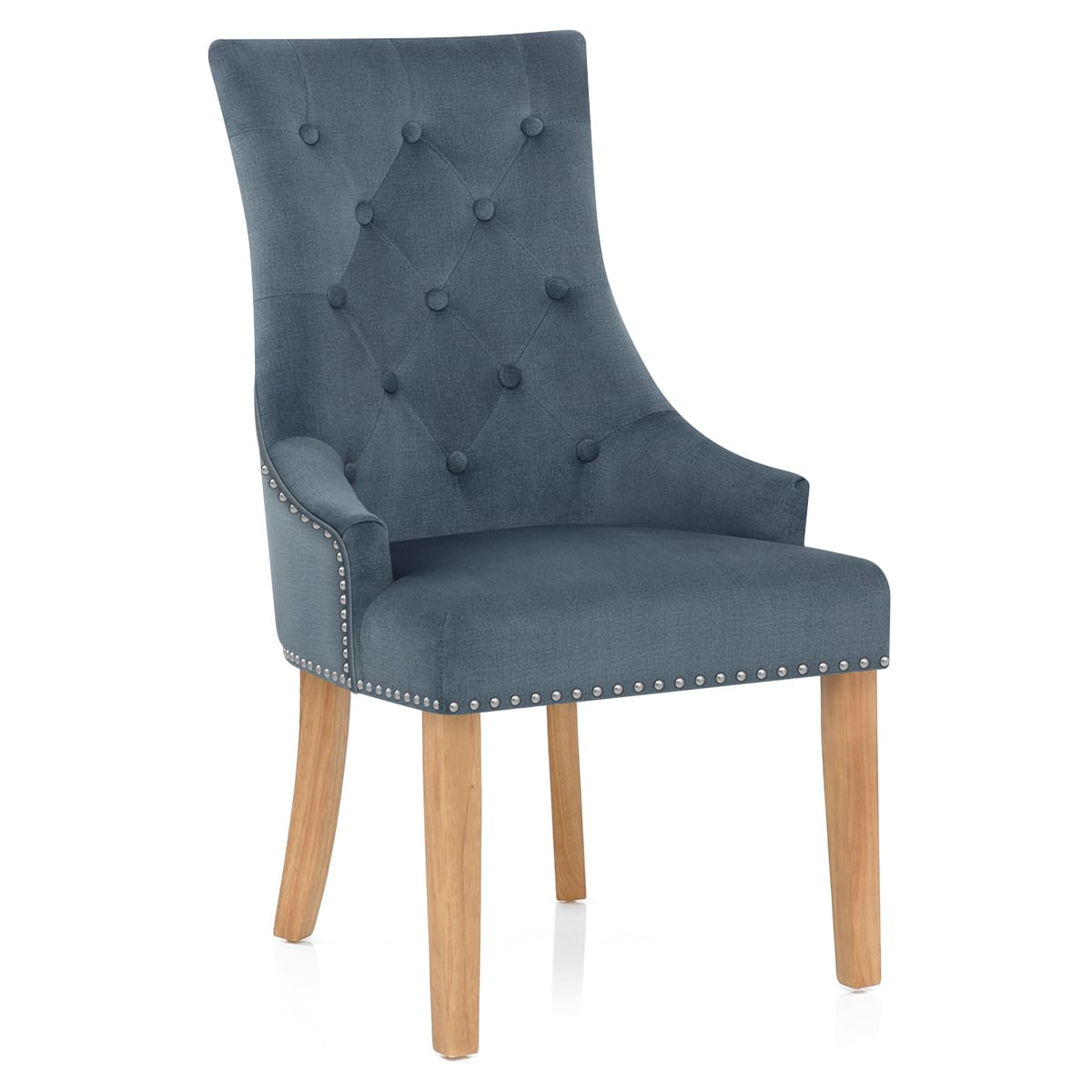 Ascot Oak Dining Chair Blue Fabric