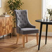 Ascot Oak Dining Chair Charcoal Fabric