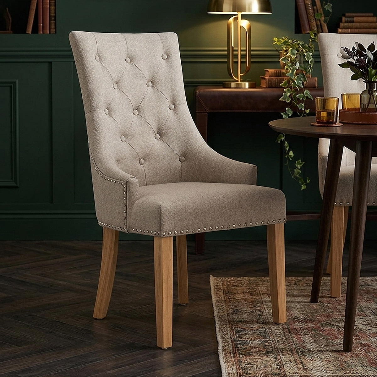 Ascot Oak Dining Chair Tweed Fabric