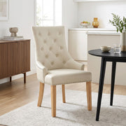 Ascot Oak Dining Chair Cream Leather