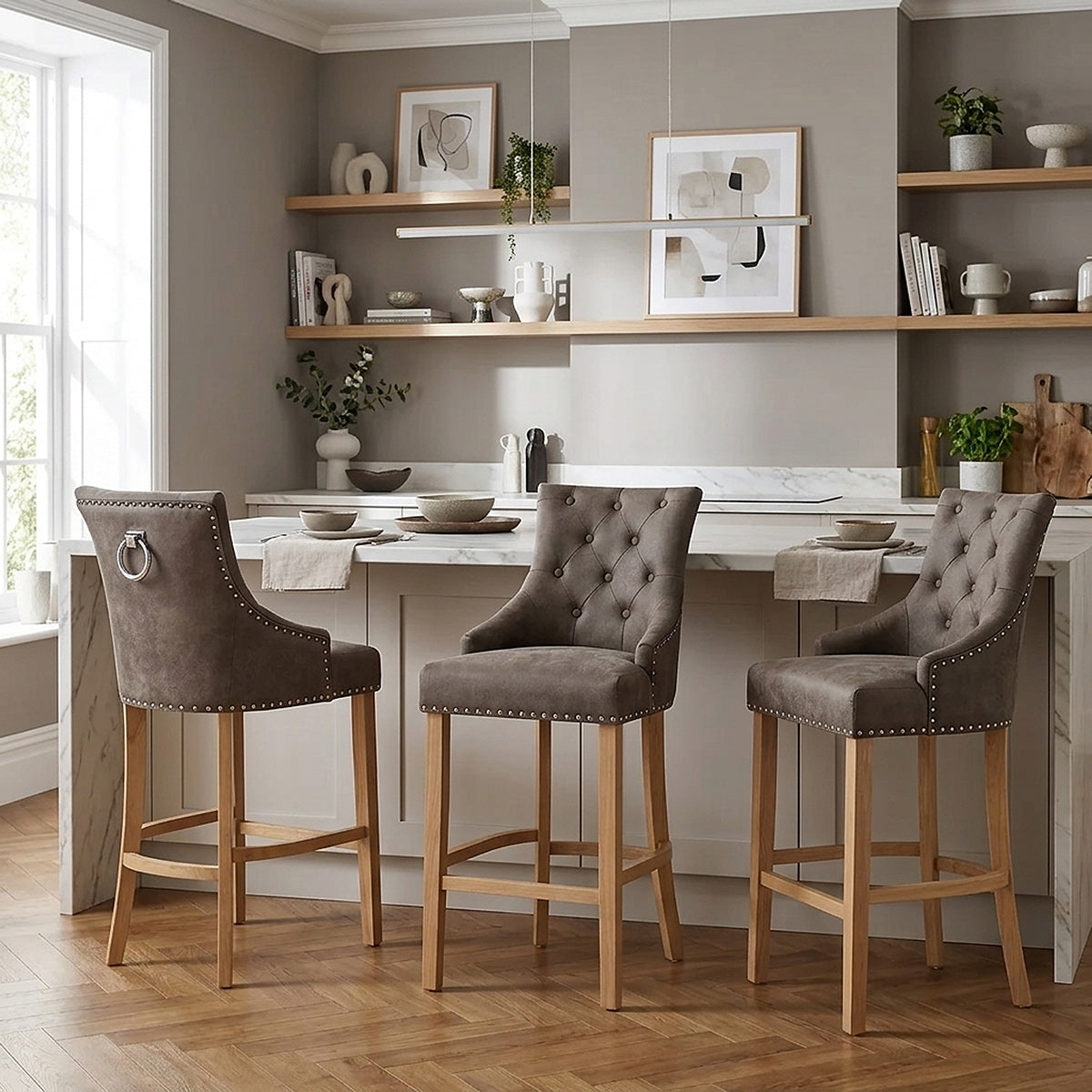 Ascot Oak Stool Antique Brown