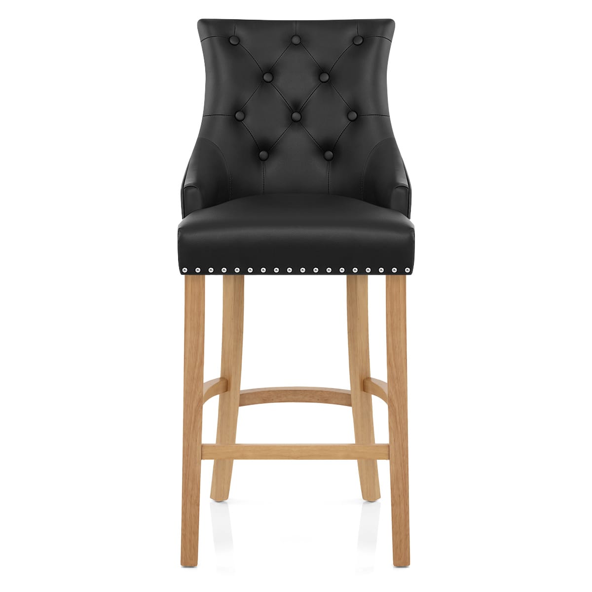 Ascot Oak Stool Black Leather