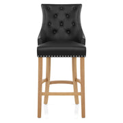 Ascot Oak Stool Black Leather