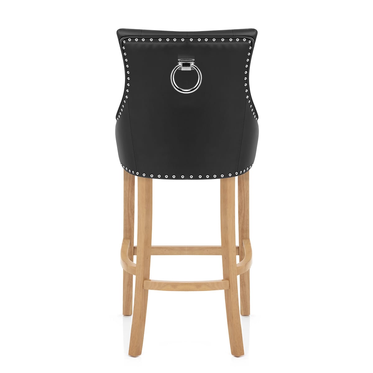 Ascot Oak Stool Black Leather