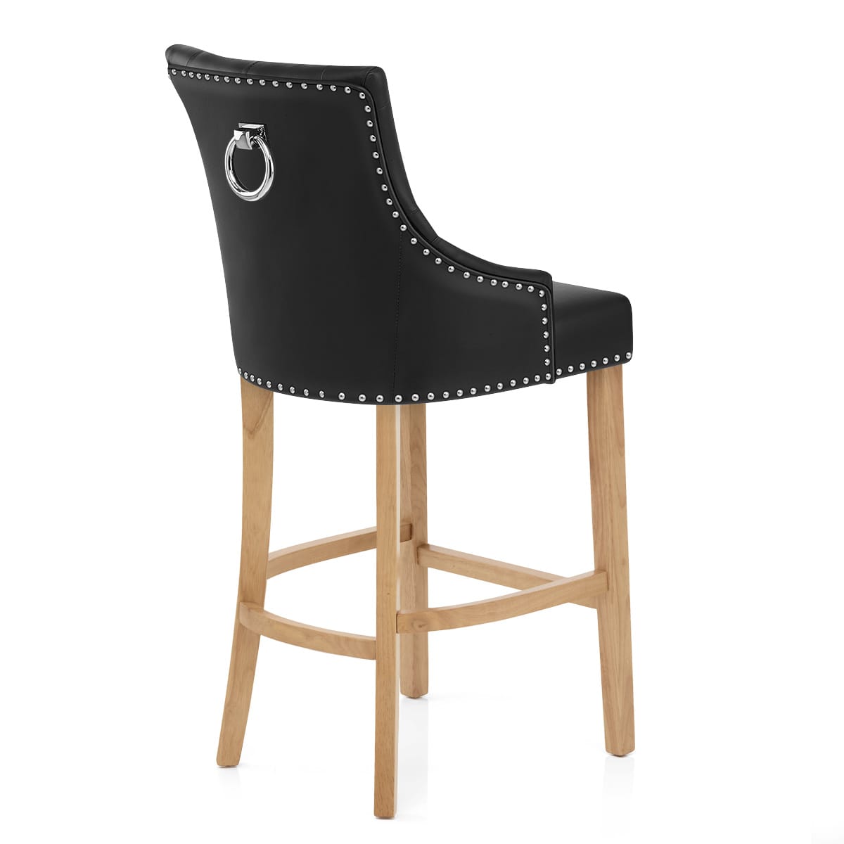 Ascot Oak Stool Black Leather
