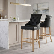 Ascot Oak Stool Black Leather
