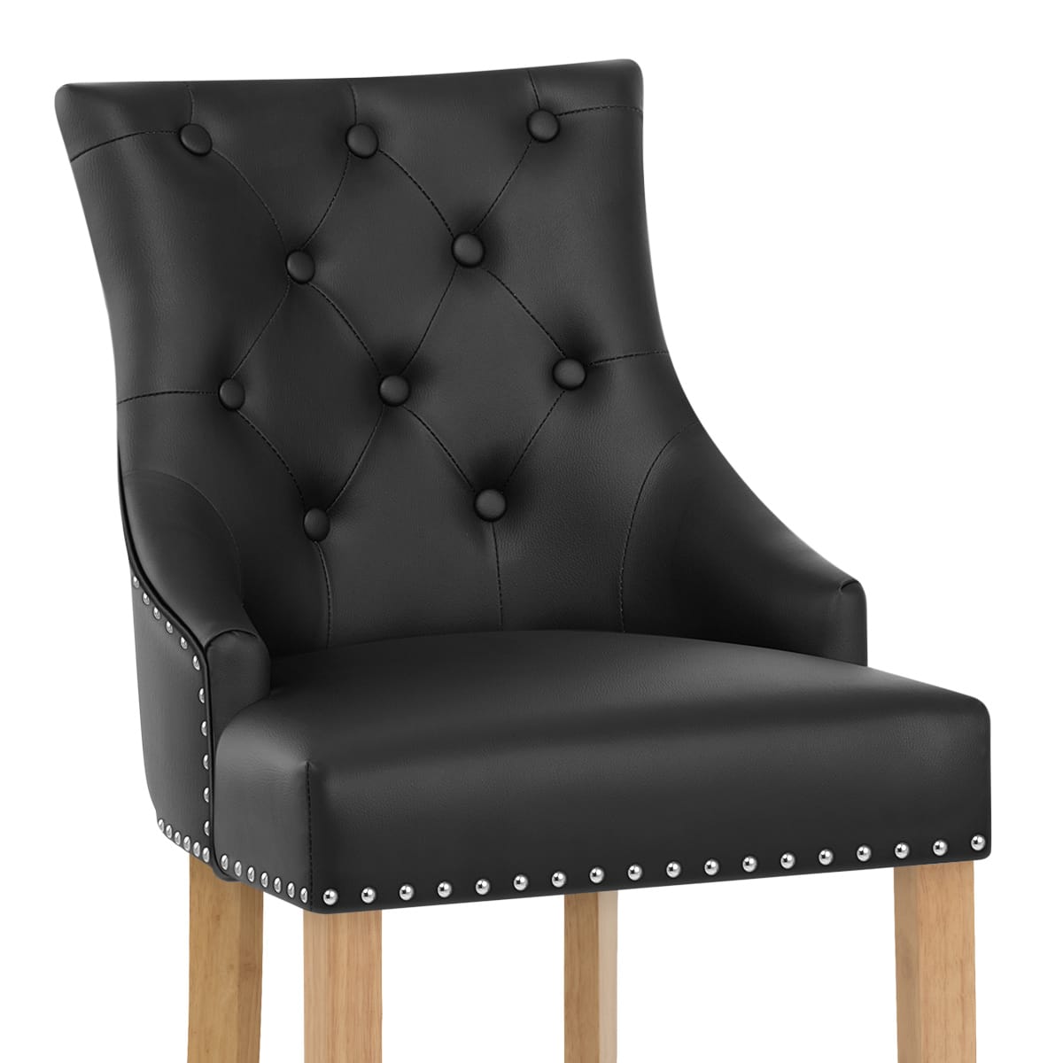 Ascot Oak Stool Black Leather