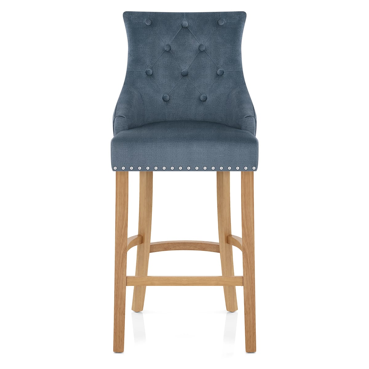 Ascot Oak Stool Blue Fabric