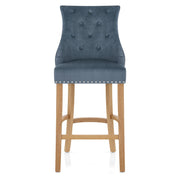 Ascot Oak Stool Blue Fabric