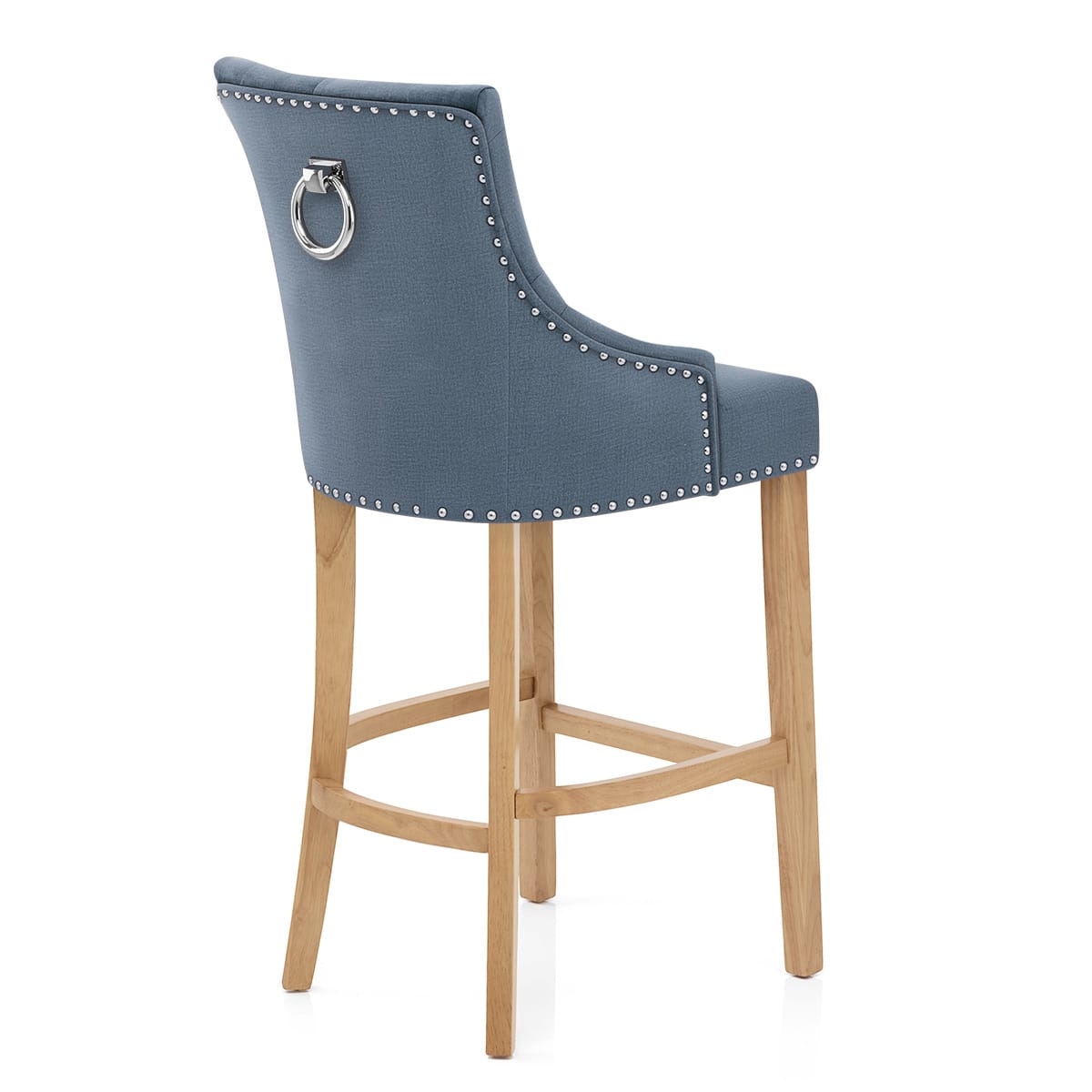 Ascot Oak Stool Blue Fabric