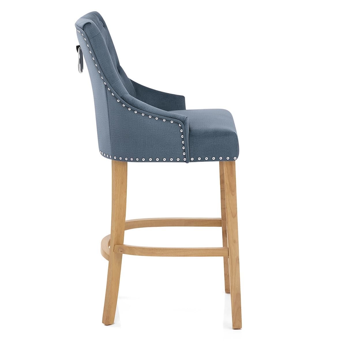 Ascot Oak Stool Blue Fabric