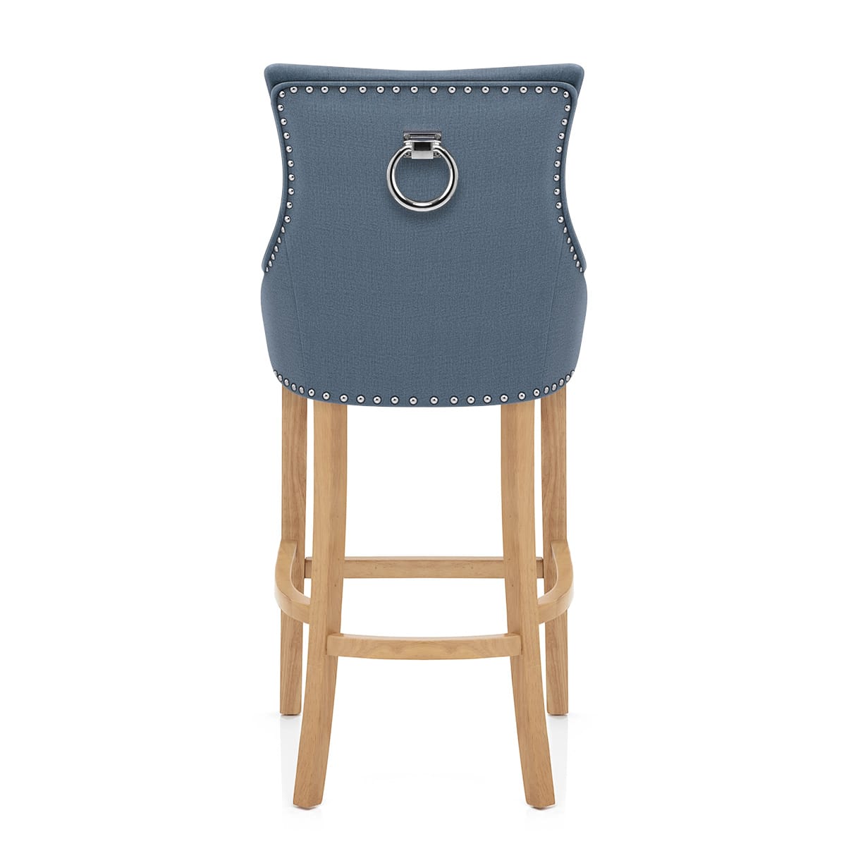 Ascot Oak Stool Blue Fabric