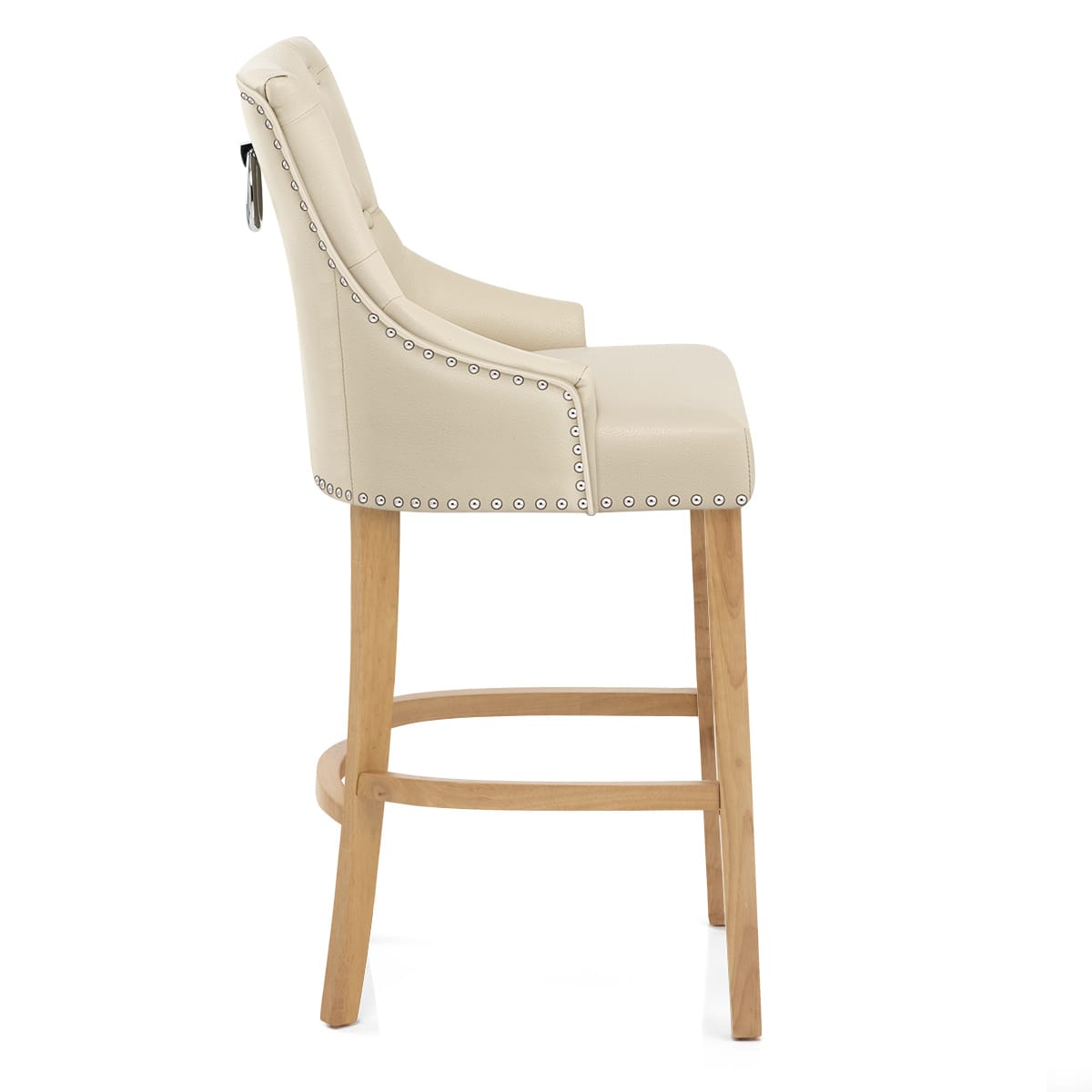 Ascot Oak Stool Cream Leather
