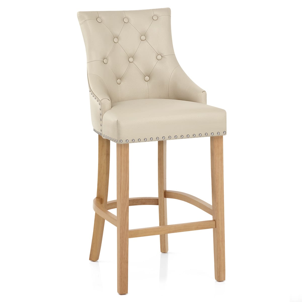 Ascot Oak Stool Cream Leather