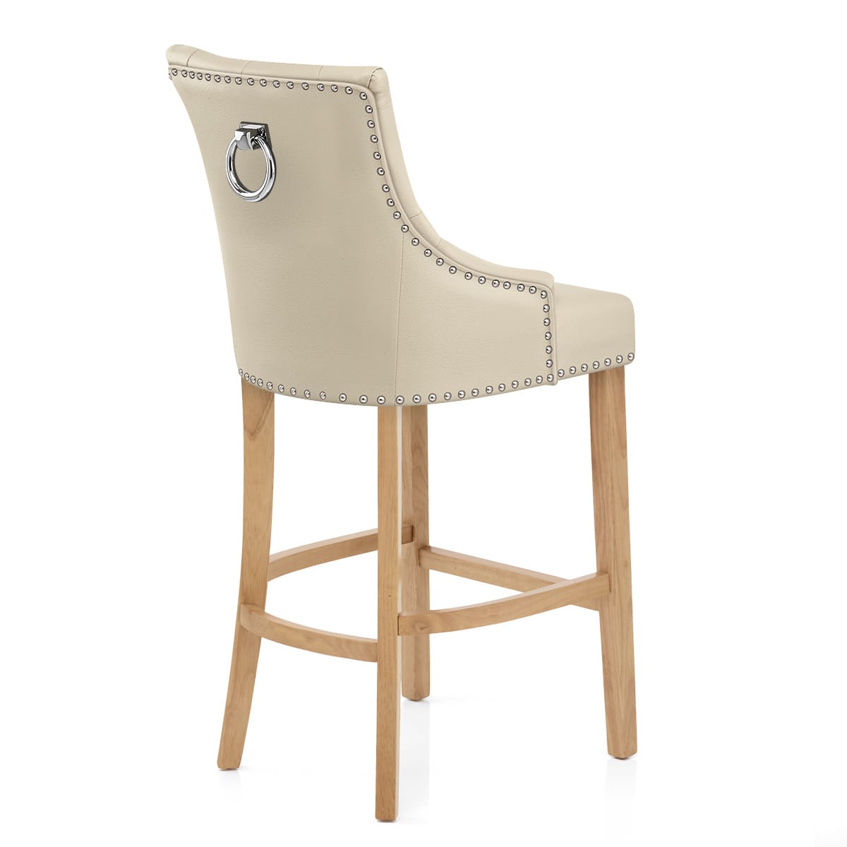 Ascot Oak Stool Cream Leather