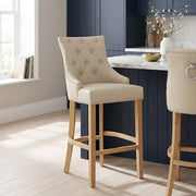 Ascot Oak Stool Cream Leather