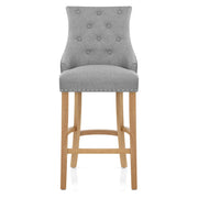 Ascot Oak Stool Grey Fabric