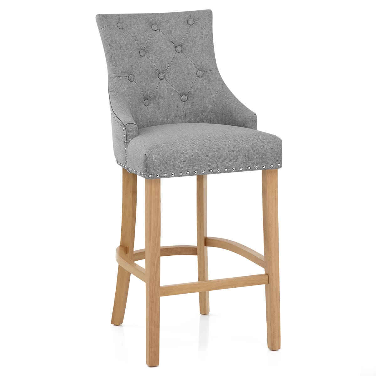 Ascot Oak Stool Grey Fabric