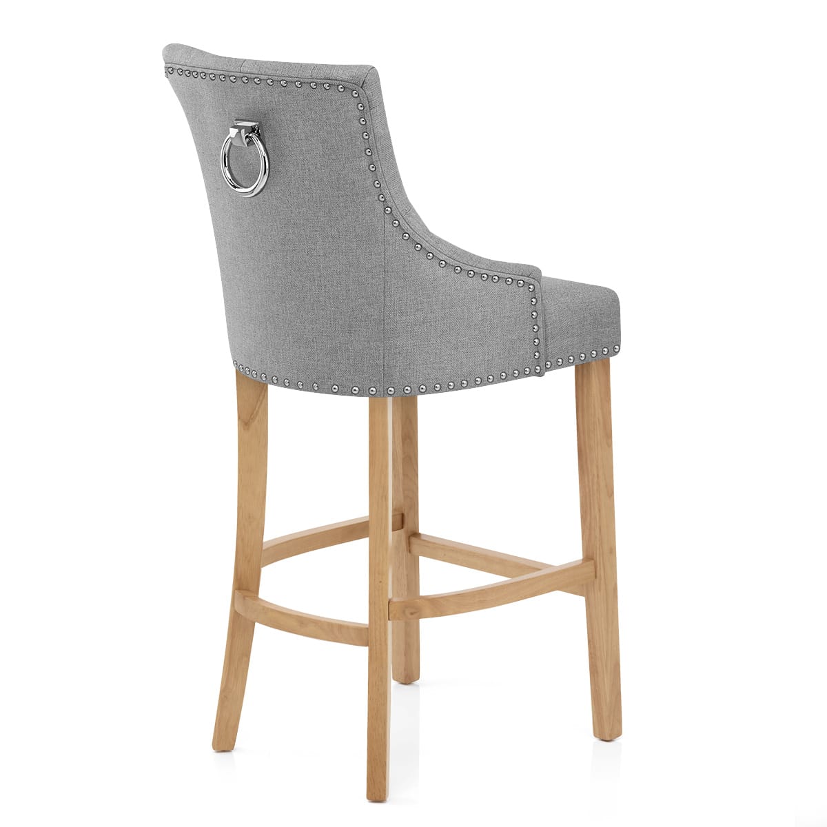 Ascot Oak Stool Grey Fabric