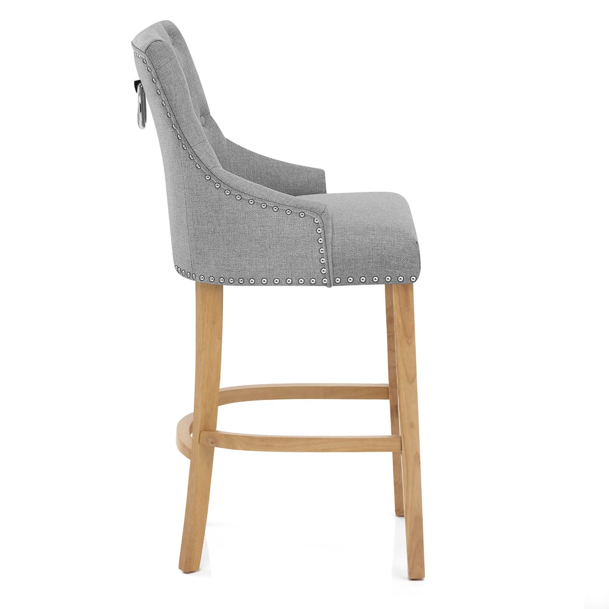 Ascot Oak Stool Grey Fabric