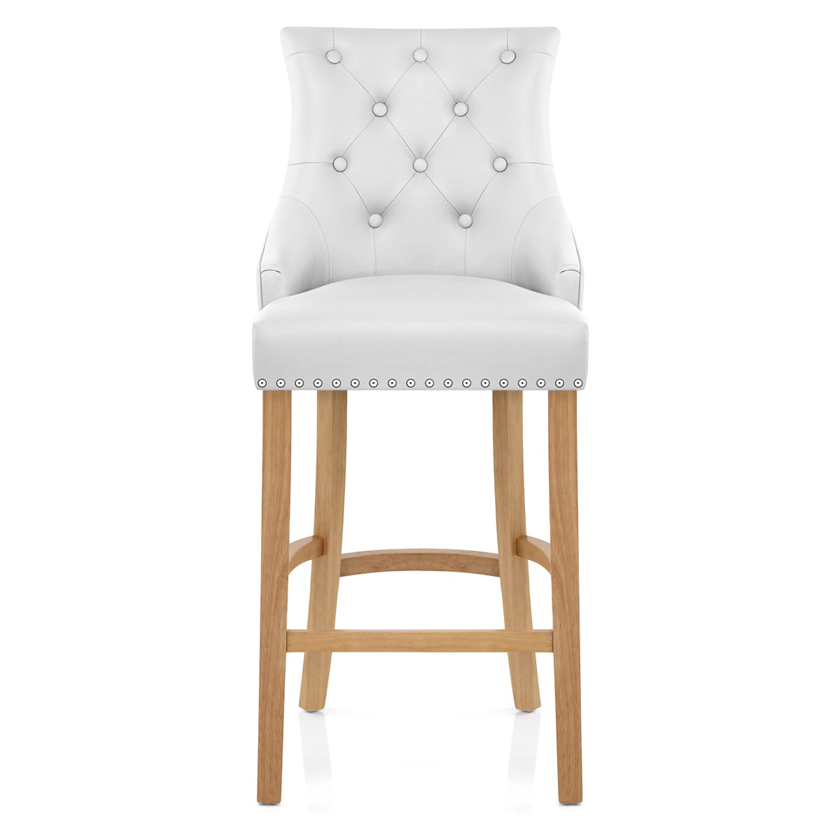 Ascot Oak Stool White Leather