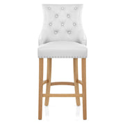 Ascot Oak Stool White Leather