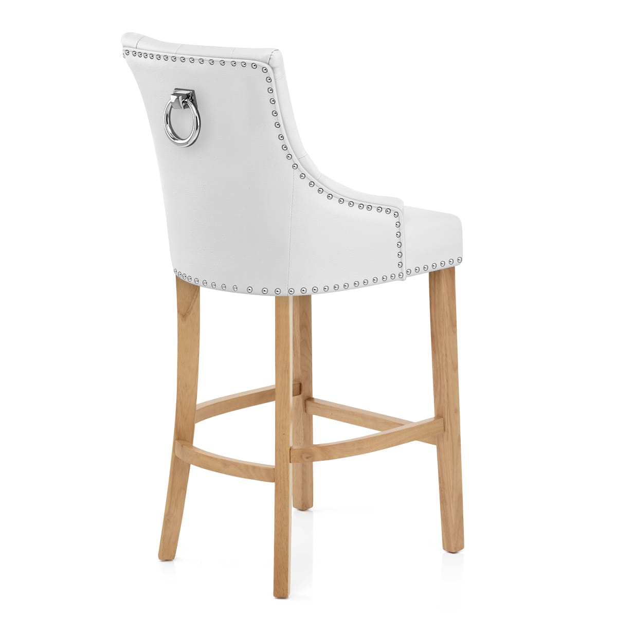 Ascot Oak Stool White Leather