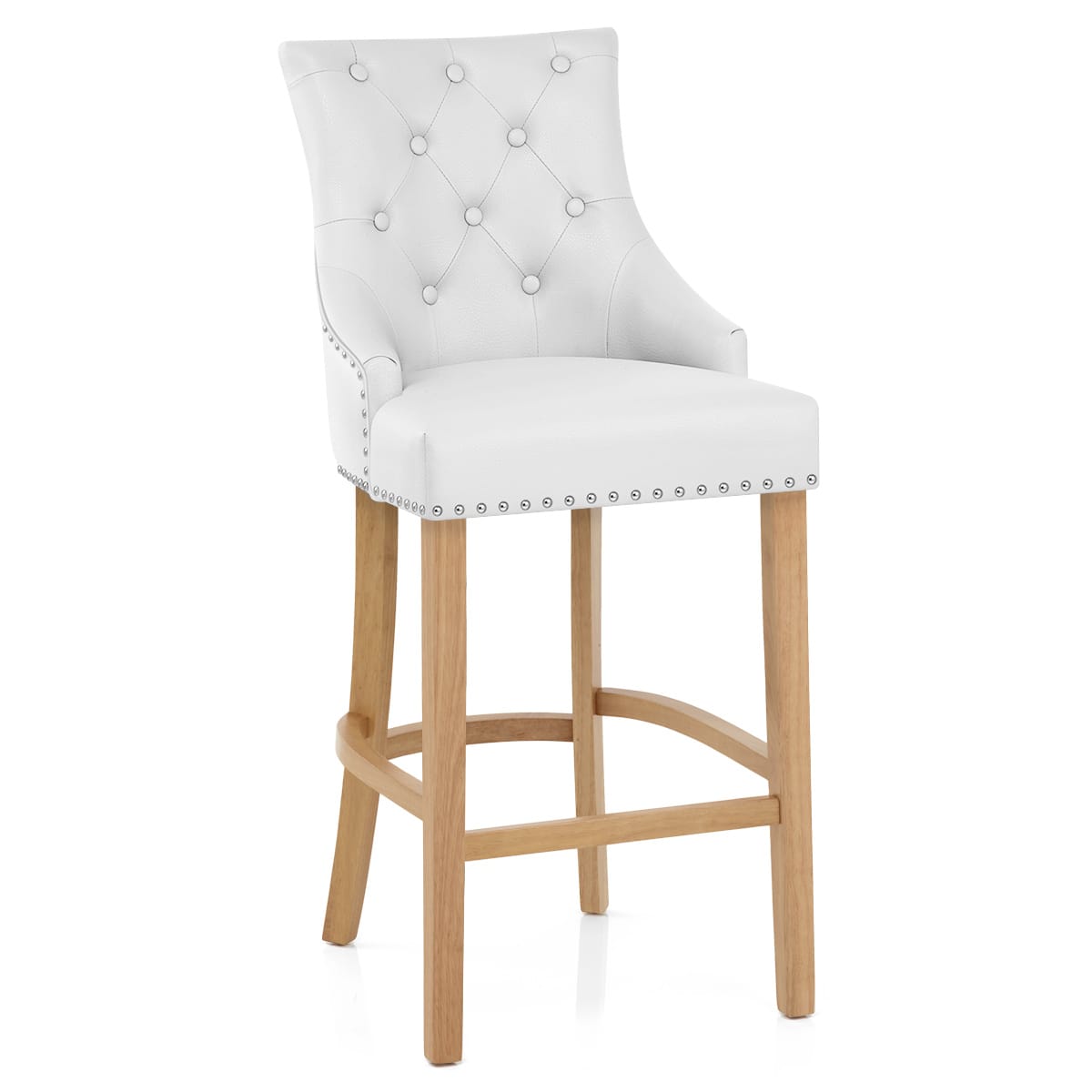 Ascot Oak Stool White Leather