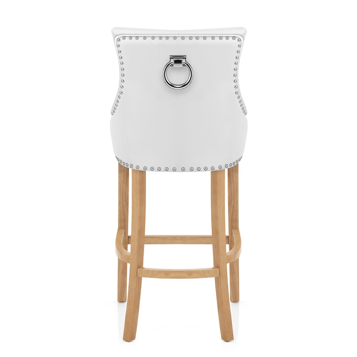 Ascot Oak Stool White Leather