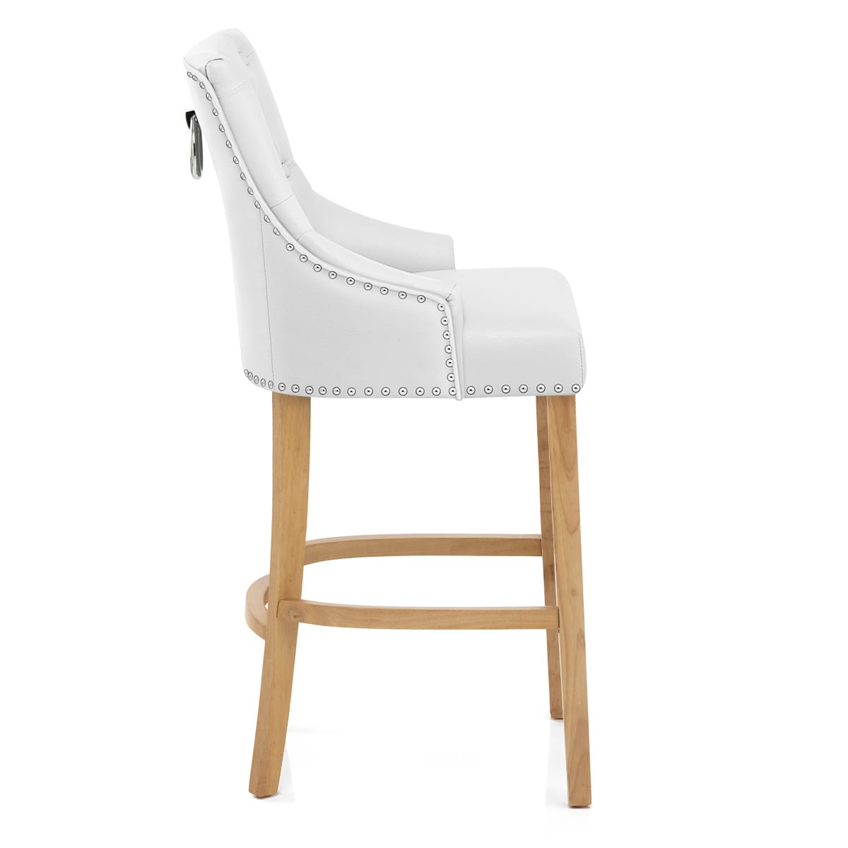 Ascot Oak Stool White Leather