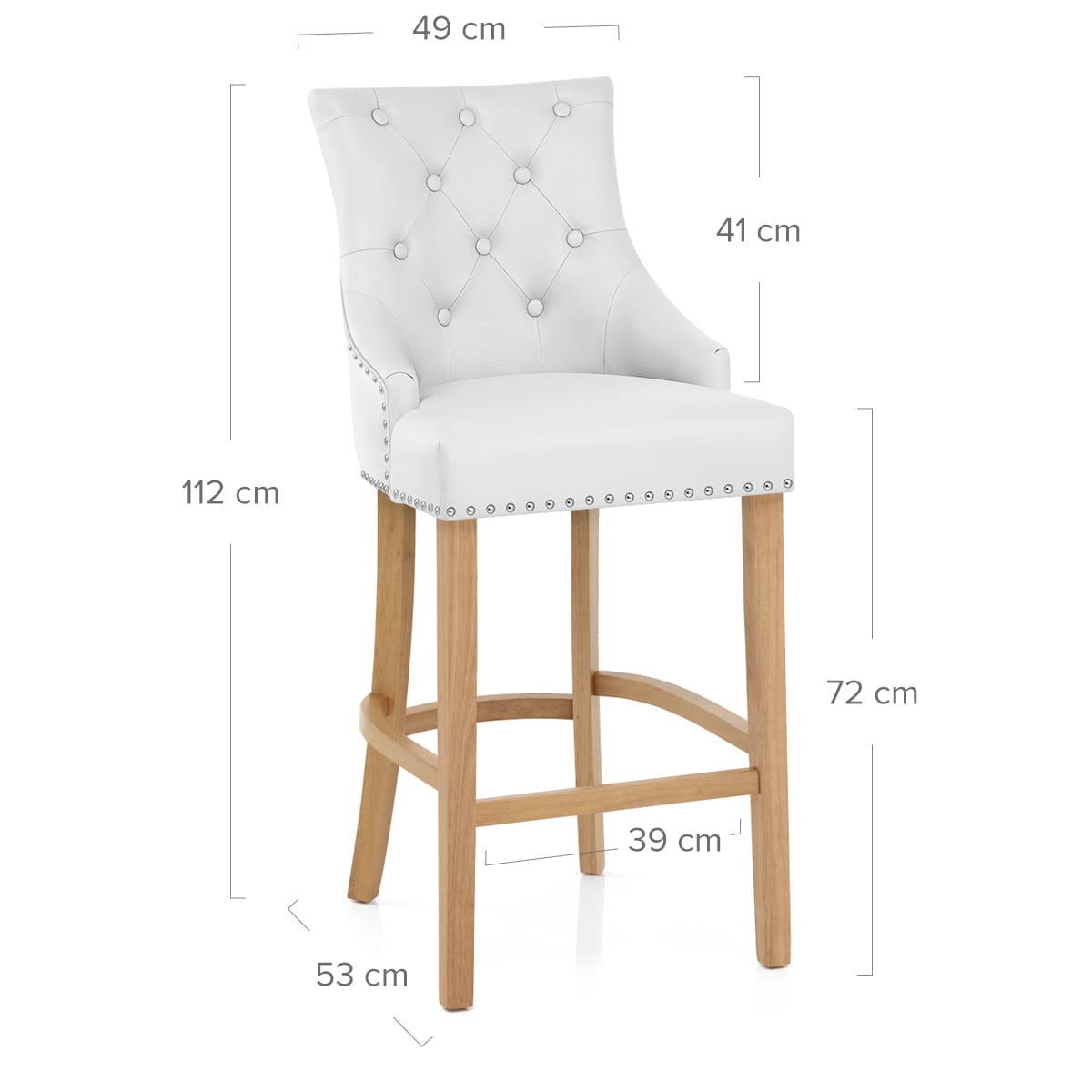 Ascot Oak Stool White Leather