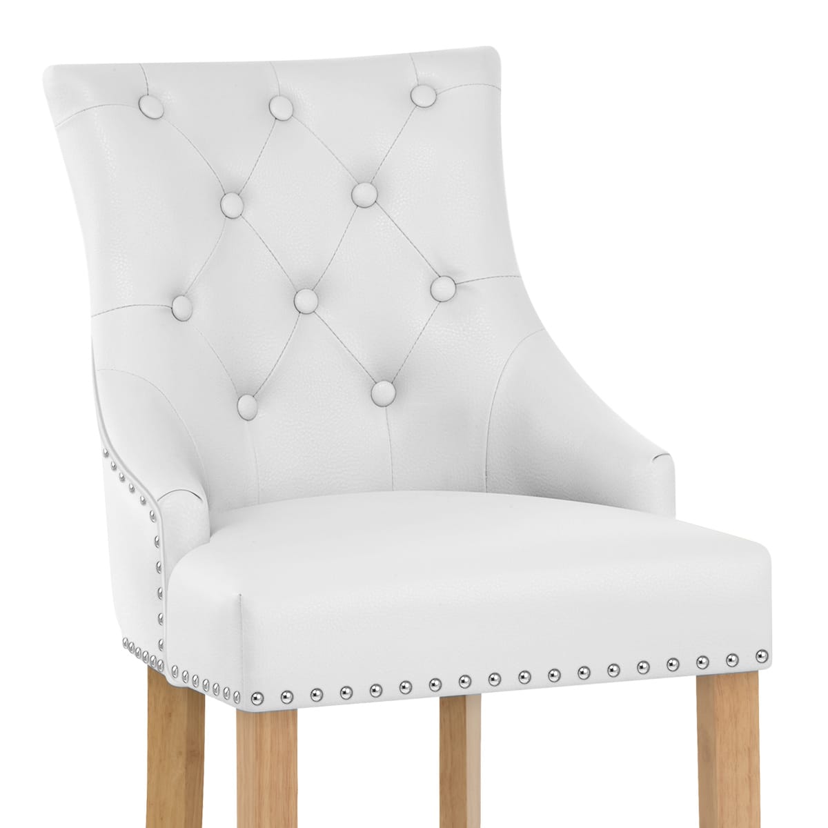 Ascot Oak Stool White Leather