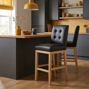Ashby Real Leather Bar Stool Black