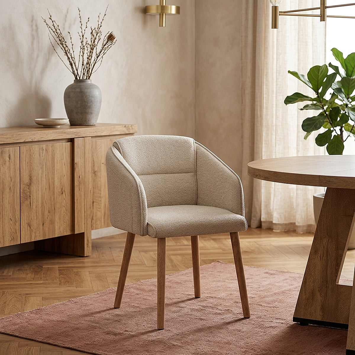 Asti Dining Chair Beige Fabric