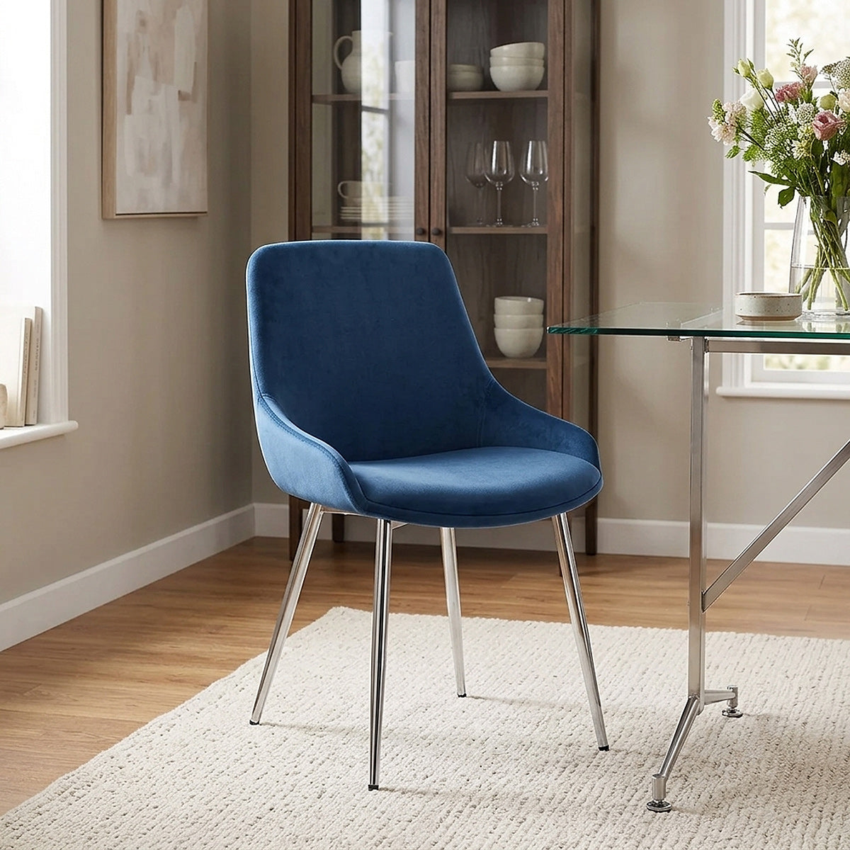 Aston Dining Chair Blue Velvet