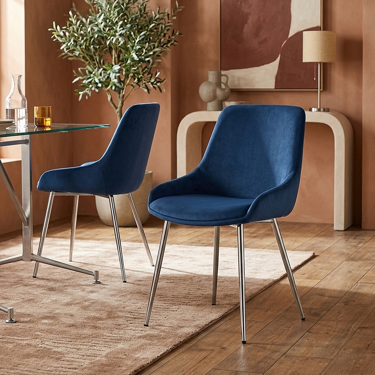 Aston Dining Chair Blue Velvet