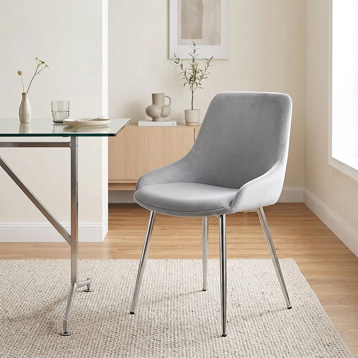 Aston Dining Chair Grey Velvet